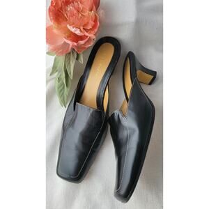 Vintage Liz Claiborne 9 1/2 Nessa Black Dressy Slides Mules Very Good Condition